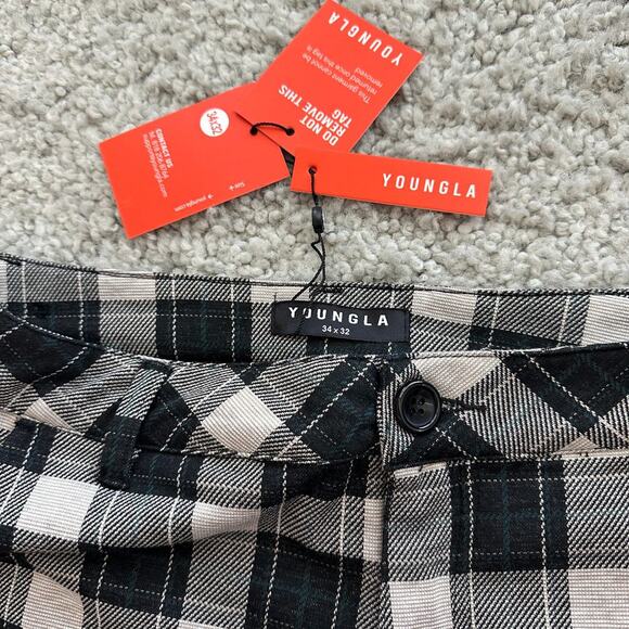 Men's YoungLA Dapper Dress Pants 34x32 BlackPlaid, NWT - Picture 3 of 12